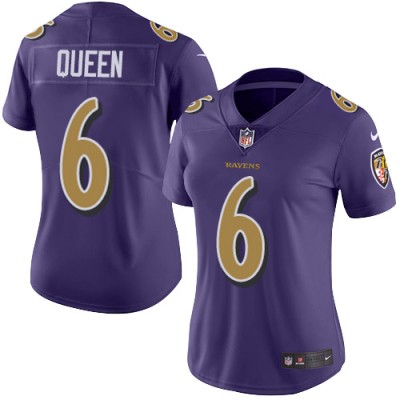Nike Baltimore Ravens #6 Patrick Queen Purple Women's Stitched NFL Limited Rush Jersey